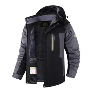 Men's Windproof and Warm Fleece-Lined Winter Jacket - Soft shell construction, adjustable hem and cuff, zippered pockets, polyester lining.Perfect for skiing and winter hiking.Warm and comfortable, ideal for men's winter outerwear.waterproof windproof