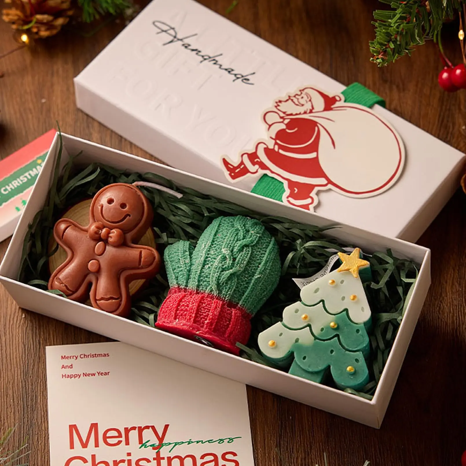 2026 New Handmade Christmas Scented Candle Gift Set, Cute Festive Scented Candles, Christmas Unique Design for Home, Party, Bedroom, Table Decoration (#B (Tall Gift Box))