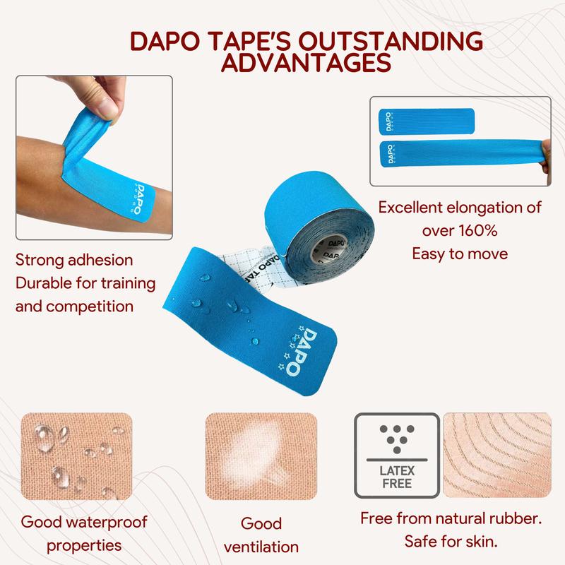 Dapo Kinesiology Tape, muscle support tape, sports tape, flexible sports tape, for wrapping knees and ankles, 20 pre-cut pieces, 5cm x 25cm.
