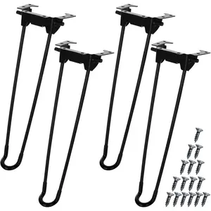 12.6 In Folding Hairpin Table Legs, 4 Pcs Duty Foldable for Coffee Tables, Easy Install for Furniture, Laptop Tables, Mini Desks, Home DIY Projects, With Screws, Black