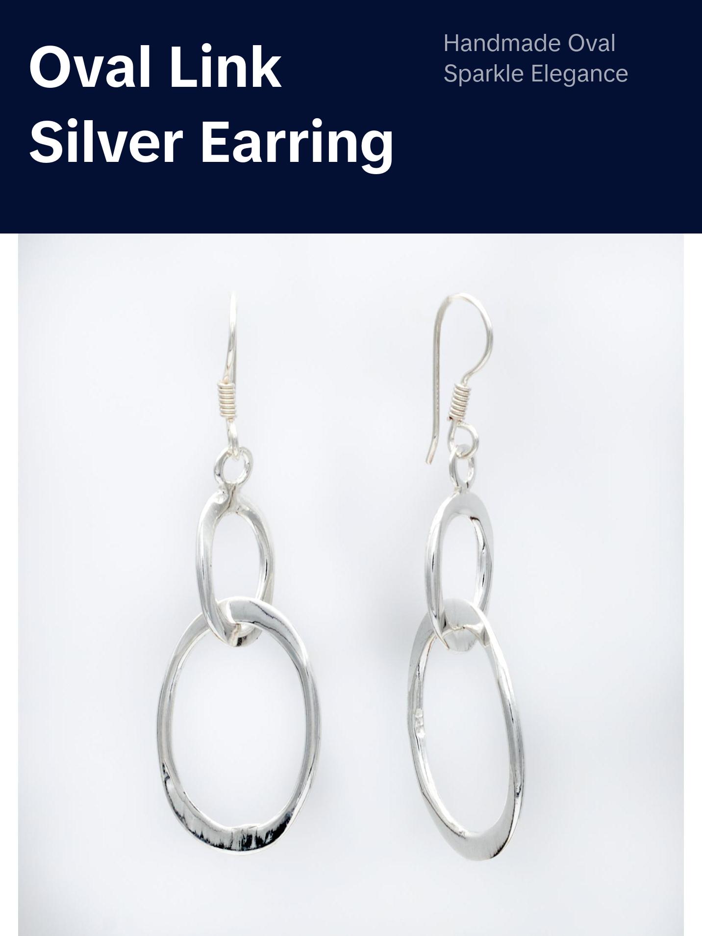 Oval Link Silver Earrings