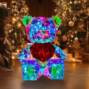 Prismatic Iridescent Bear LED Night Light for Kids, Colorful Glow 3D Light, DIY Crafts for Teens, Christmas Gifts, Girls Room Decor