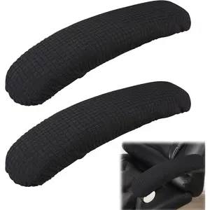 2Pcs Removable Elastic Office Chair Armrest Covers Office Seat Hand Rest Protector for Office Chair Black