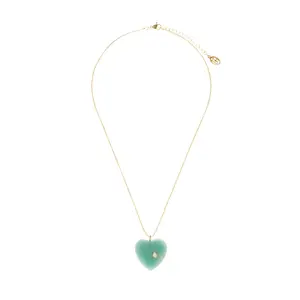 Heart of Jade Stone Necklace With Dainty Chain