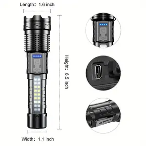 2. Halloween flashlight, super powerful 90000 lumens rechargeable flashlight, adjustable floodlight/ spotlight, with side light, 10 hours of use when fully charged, 7 lighting modes for outdoor camping, fishing, hunting, mountain climbing, adventure