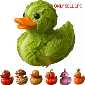 Fun Vegetable Theme Duck Statue, 3D Fruit Duck Figurine Decor Gift, Novelty Veggie Duck Shape, Cute Animal Design, Resin Animal Sculptures, Home Office Desktop Car Dashboard Decoration