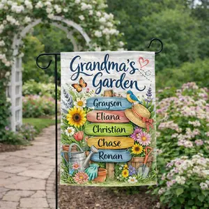 Personalized Grandma's Flag, Where Love Grows Flag, Custom Flag for Nana, Mimi, Mother's Day Flag, Garden Gift, Grandchildren Flag, Gift for Mom, Mom Gift from Kids