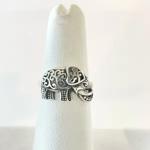 Sterling Silver 925 Elephant Ring Animal Jewelry Cute Rings