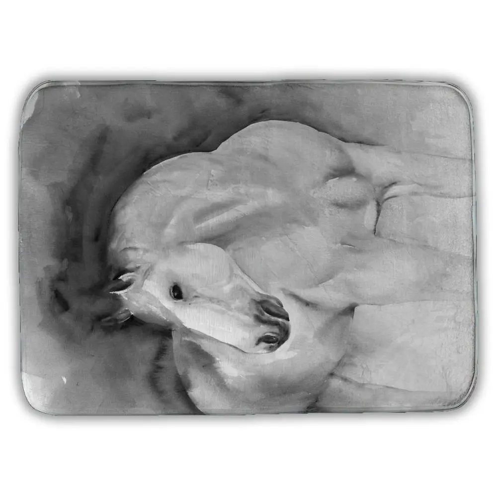 360 stand Microfiber Foam Rectangle Animal Print Bath Mat - 17x24 in, Monochrome White, Nature-Inspired, Modern, Minimalist, Cozy, Absorbent, for Shower, Home Bathroom Decor, Household Items Decor Supplies, No-Slip Bath Mats