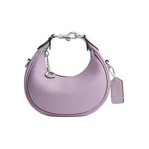 COACH JONIE 15 Mini Top-Zip Leather Crossbody Shoulder Bag for Women in Silver and Lavender