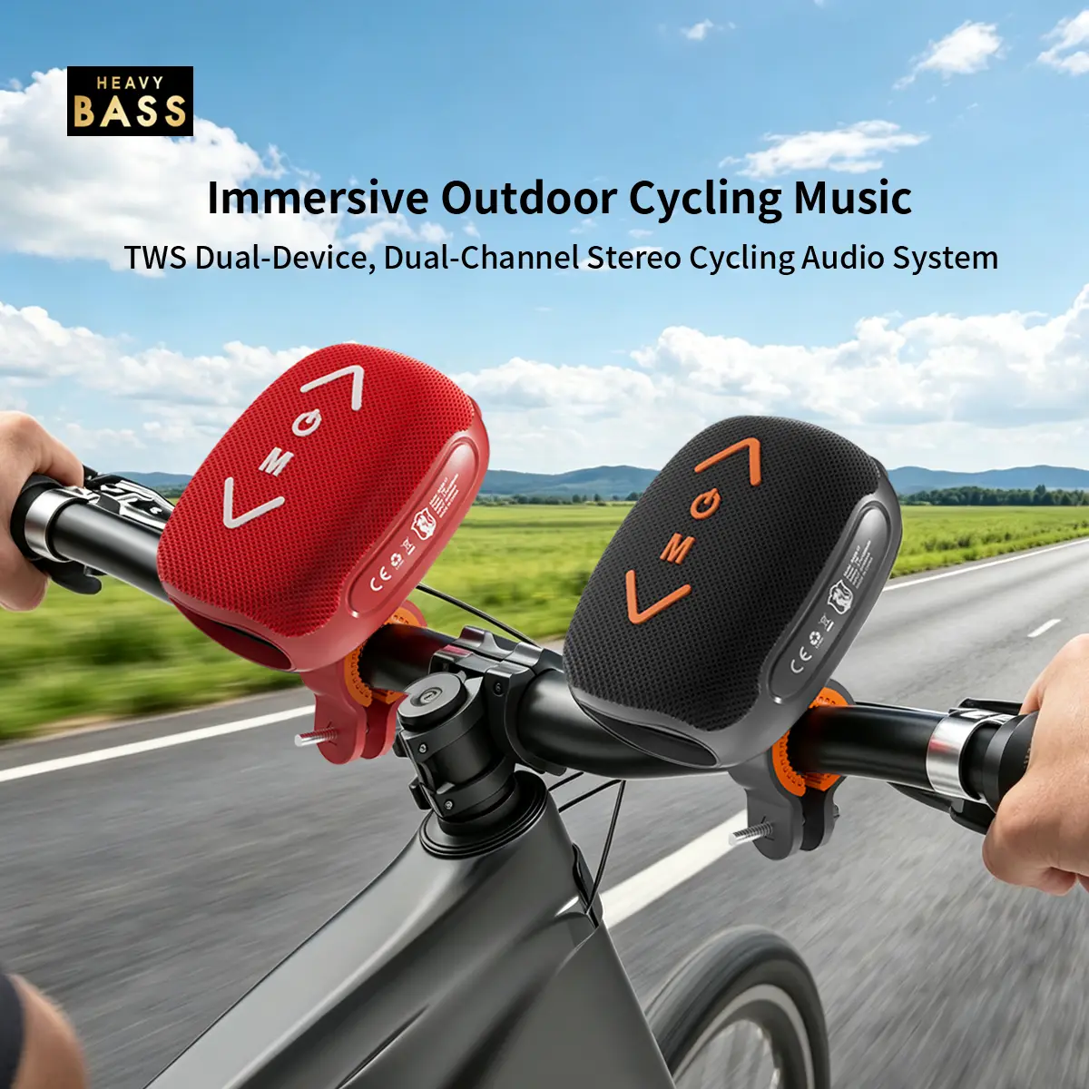 Bass-17 Wireless Portable Convenience Cycling Bluetooth Speaker - 7W Stereo Deep Bass, 1200mAh 10H Playback, IPX5 Waterproof, Hands-Free Calls, Built for Motorcycles & Bikes, Portable All-in-1 Subwoofer Power Bluetooth Speaker, Speaker Bluetooth Portable