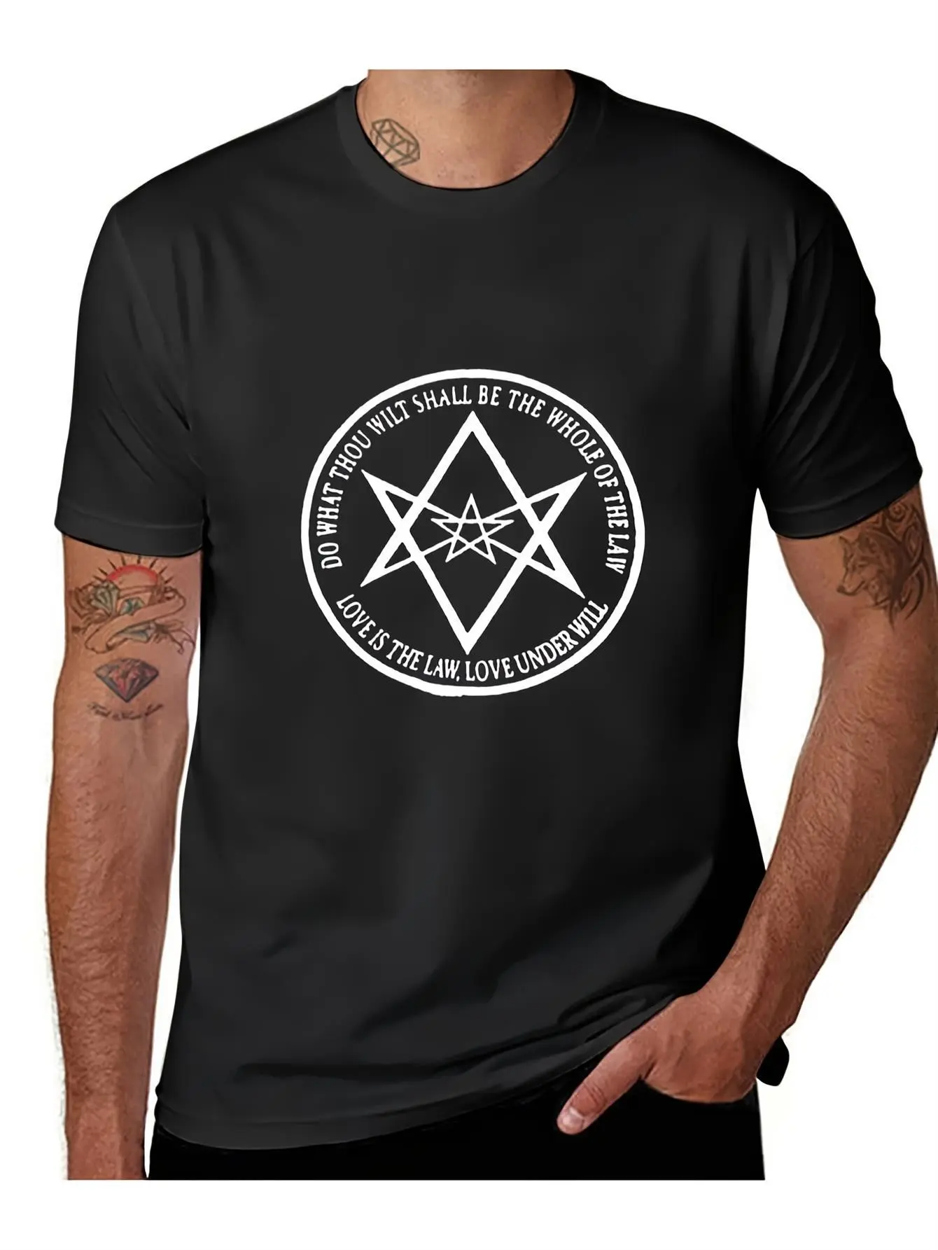 Men'S Graphic Tee Featuring an Inverted Pentagram unisex soft cotton short sleeve t shirt, vintage graphic casual tee for men women teens, perfect birthday holiday gift for camping travel gym daily street  wear