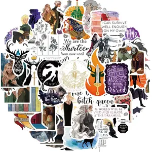 Throne Of Glass Aesthetics Novel Stickers, 50pcs/set Waterproof Sticker, Vinyl Sticker for Water Bottle, Laptop, Phone, Skateboard Sticker for Teens Girls