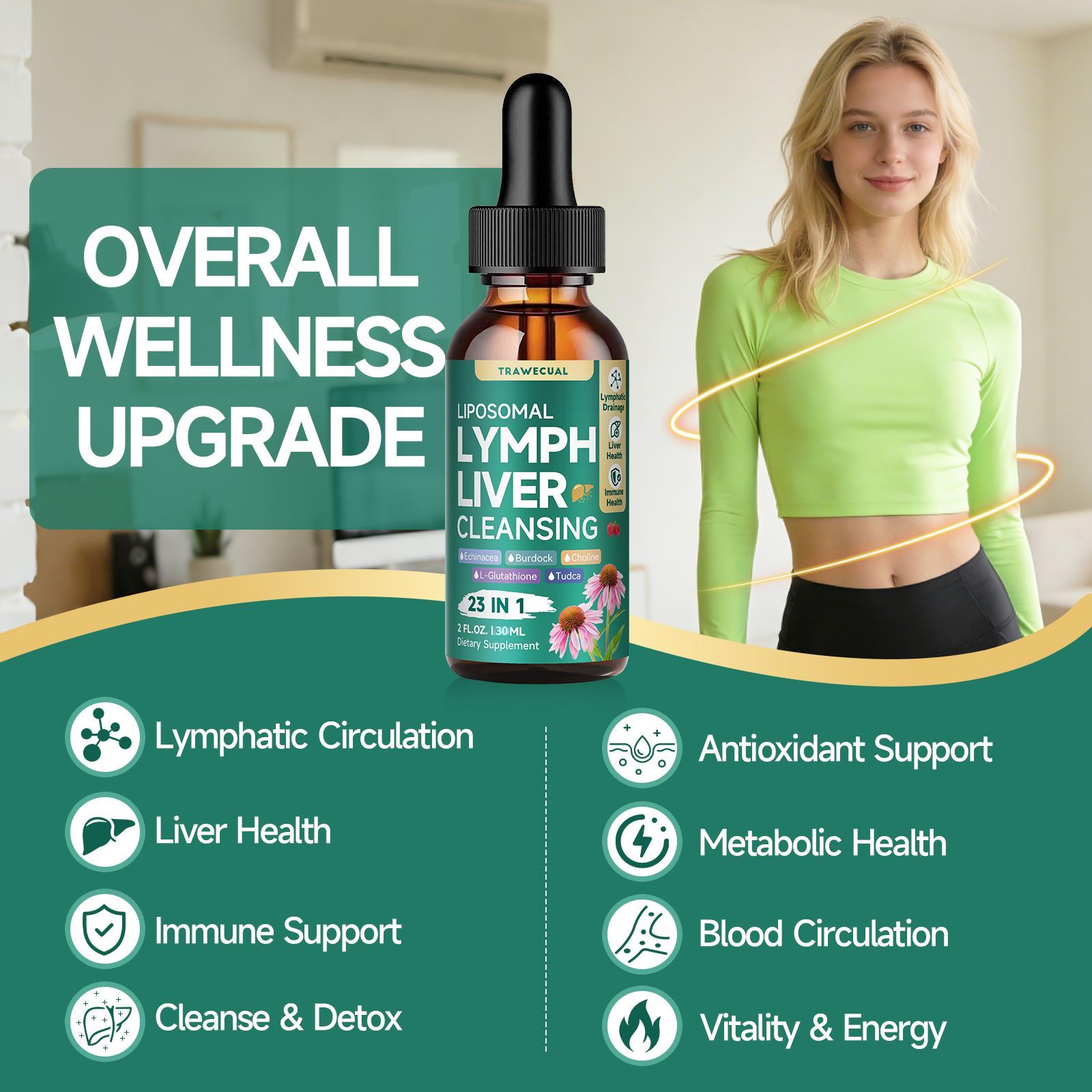 Trawecual 23-in-1 Liposomal Lymphatic Drainage Drops Herbal Blend Organic Supplement with Burdock Echinacea Dandelion for Detox Natura's Healthcare Drop 2ml  Daily Dietary