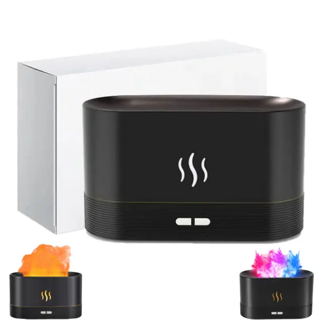 Aromatherapy Essential Oil Diffuser - Aromatherapy Machine, Desktop Flame Humidifier, Fragrance Aroma Device with 7 Upgraded LED Light Flame Effects, Built-in Smart Chip, Auto-Off Protection for Home Use