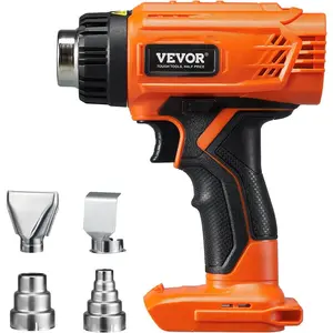 VEVOR Cordless Heat Gun, Hot Air Gun Compatible with DEWALT 20V Lithium Batteries, Max 1022 ℉   Heat Shrink Gun with LED Light, 6 Temp & 4 Nozzles, Ideal for Shrink Tubing, PVC Wrapping, Paint Removal
