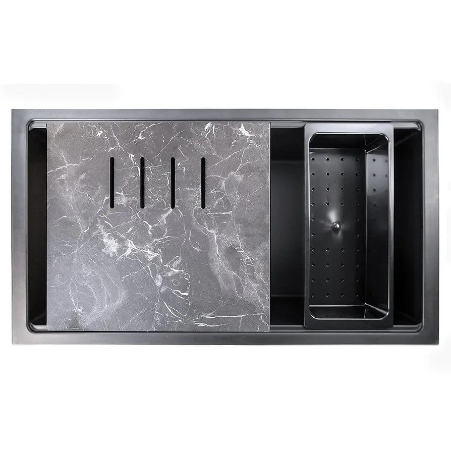 Nantucket 34" Large Single Bowl Prep Station Undermount Granite Composite Nano - PR3419-NBL-UM