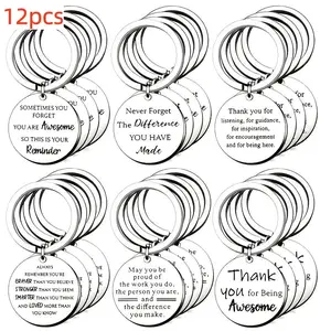 Motivational Keychains, Set of 12, Perfect Tokens of Gratitude for Staff, Educators, Healthcare Professionals, and Laborers
