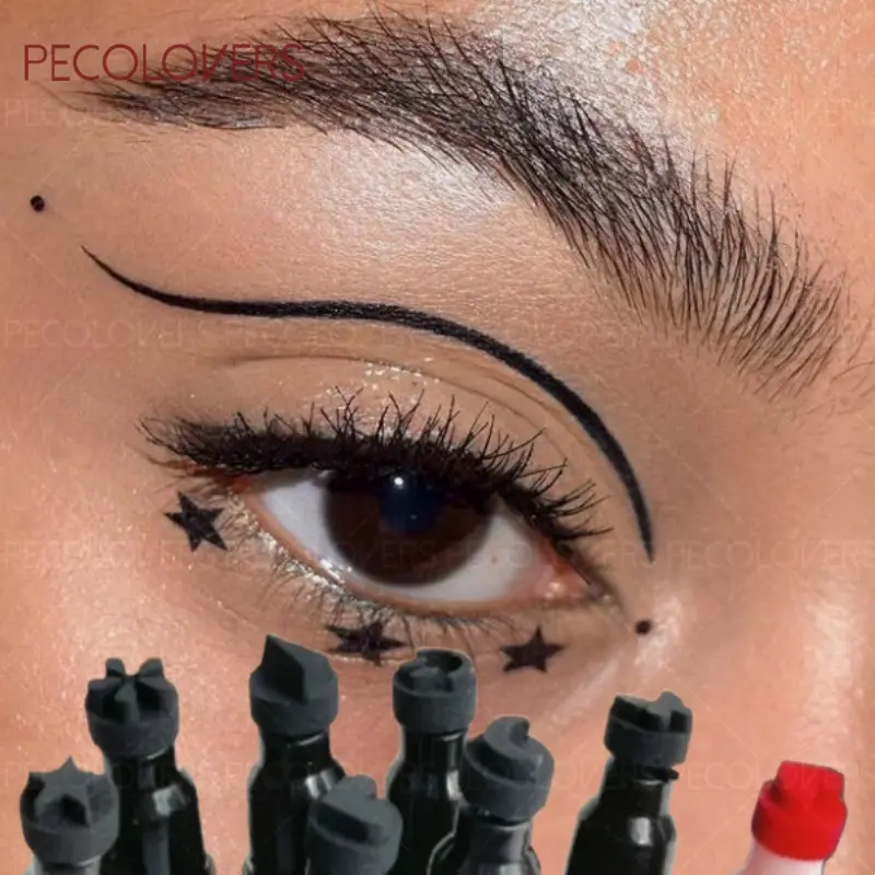 8pcs/set Double Head Moon Star Heart Liquid Eyeliner Pen Black Stamp Makeup Seal wing eyeliner Eyeliner Pencil Waterproof Cosmetic