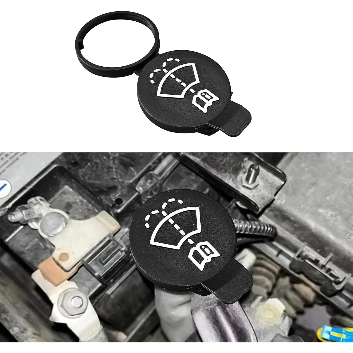 Windshield Wiper Washer Fluid Reservoir Tank Bottle Cap, Car Washer Fluid Cap, 13227300   Reservoir Tank Cap, Windshield Washer Reservoir Cap Replacement for Chevy Buick Cadillac GMC (Black)