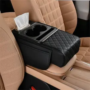 Car interior accessories armrest box storage bag for storage and organization of universal car interior accessories, cup holder and mobile phone storage cabinet for long-distance driving travel, car center console armrest pad, multi-function storage bag