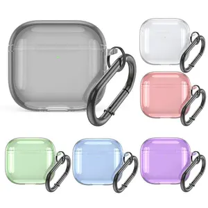 Transparent Protective Case Cover TPU Shockproof Wireless Earphone Cover with Carabiner Protective Cover Skin Anti-fall for Apple AirPods 4 2024 Charging Case(Sheets)