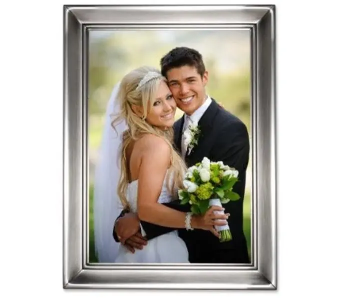 212 MAIN Classic Rectangular Pewter-Plated Brushed Finish Photo Frame - 5x7 Heavyweight Antique Look, Wall Mount, High Quality Backing, Vertical/Horizontal Display, Individually Boxed Baby & Maternity Decor, Classic Rectangular Frame, Metal Framed