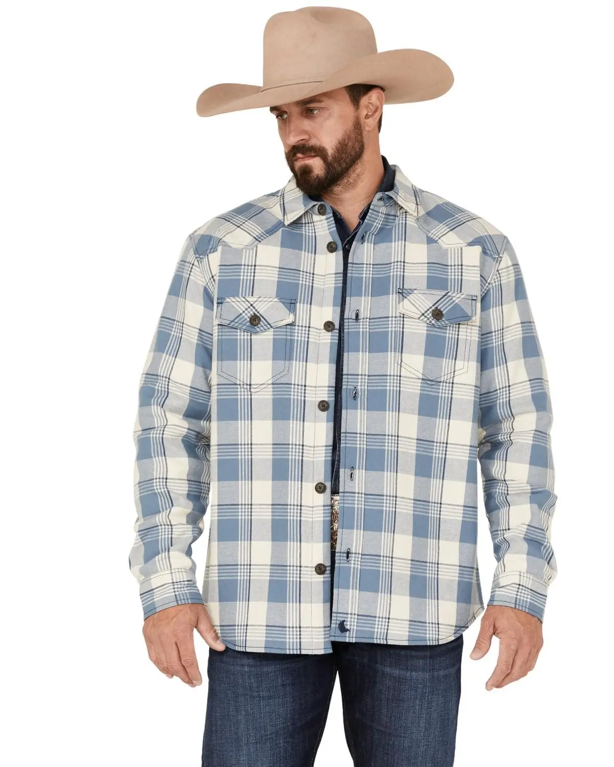Cody James Men's Oregon Trail Plaid Button-Down Bonded Western Flannel Shirt - Cjfa22fl21-Gry