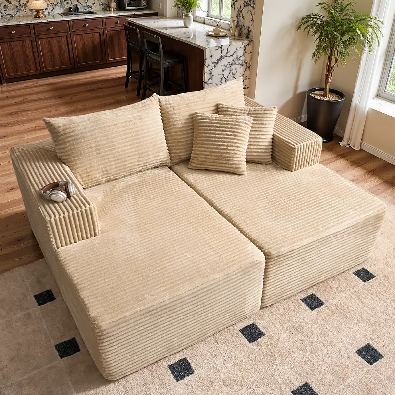 2 Seat Loverseat Sofa Bed Beige