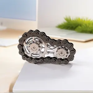 Bike Chain Fidget Spinner, Quiet CNC Machined Stainless Steel Gear, Steampunk Decor, Stress Relief Focus Tool for Adults (Office/Mechanical Art Collectible)