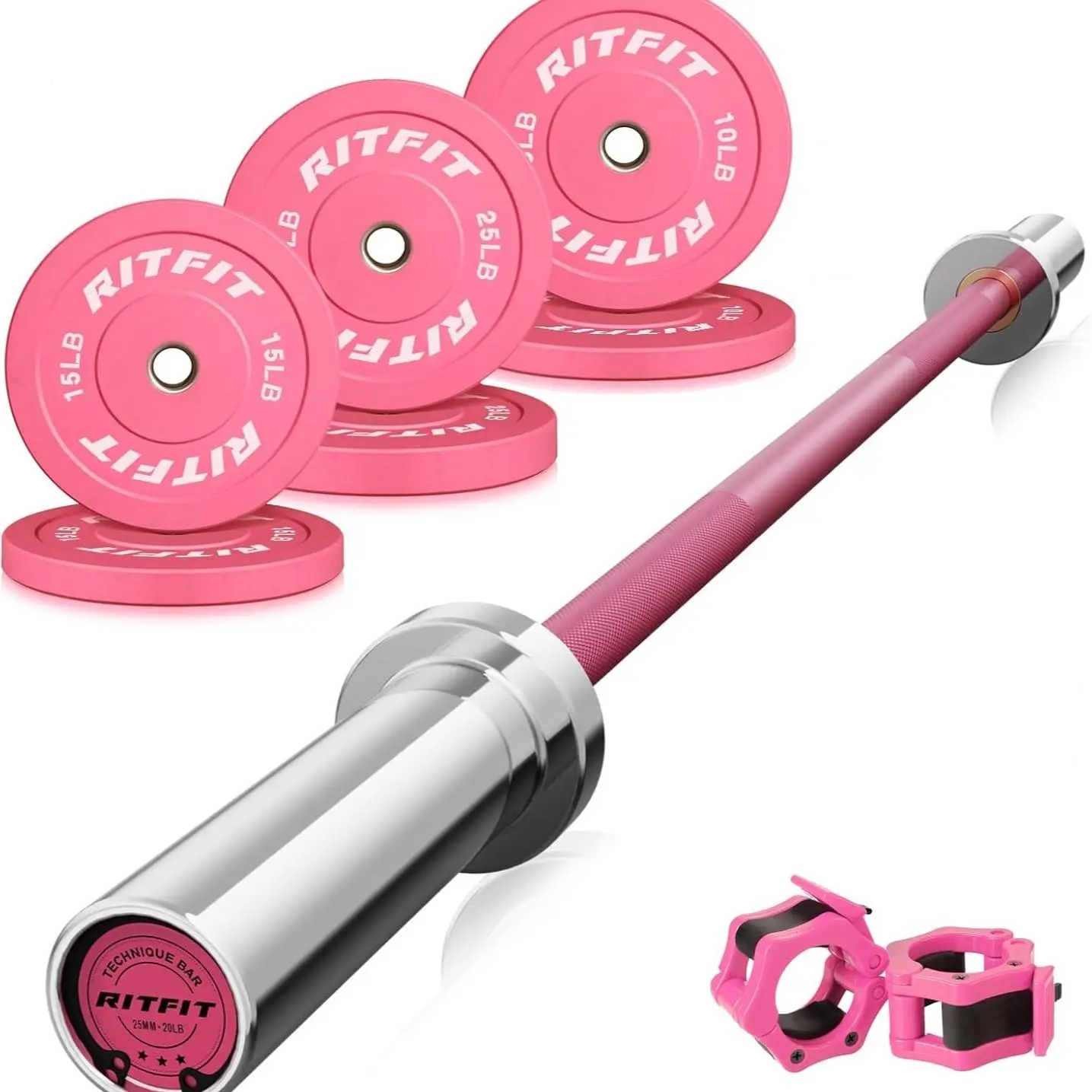 4FT Barbell with 100LB Pink Plate Set