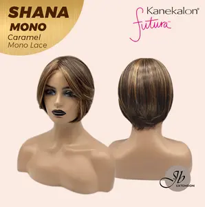JBEXTENSION SHANA MONO Monofilament Handmade Wig 6X5 Full Monofilament Hand Tied Top Wig 10 Inches Mono Lace Handmade Futura Fiber Wig With Anti-slip Silicone Strips Glueless Wig SHANA MONO【BENDY EAR TABS】