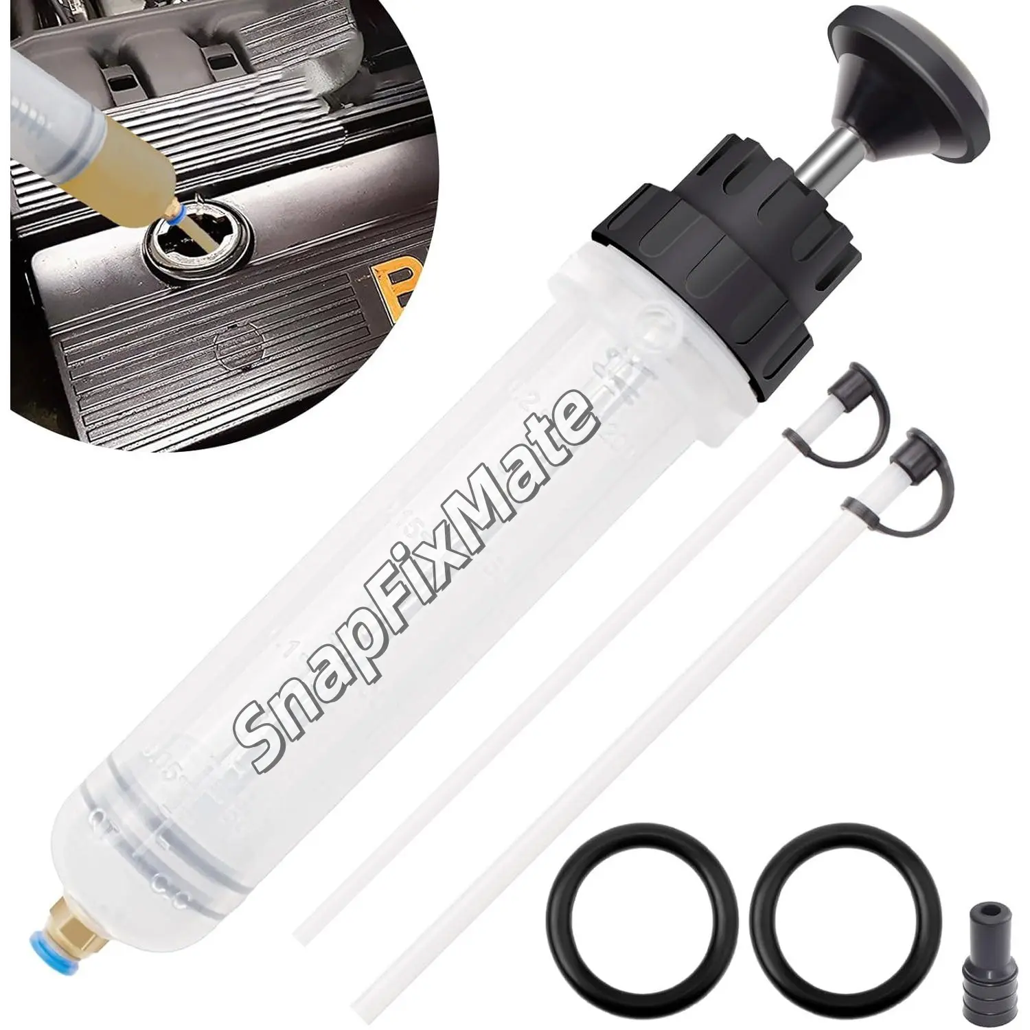 GJANSH 200 CC Fluid Extractor, Oil Extractor Pump, Oil Suction Pump Syringe with Two 9.2" Extension Tubes, Vacuum Siphon Pump, Automotive Oil Change Tools for Gasoline,TikTokShopBlackFriday
