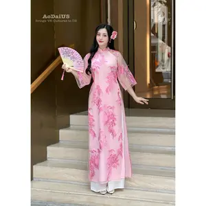 Pink Modern Ao Dai NO PANTS | Áo Dài Cách Tân F9
