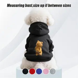 Cartoon bear print pet hoodie, an eye-catching tool for outdoor social activities in all seasons, suitable for small and medium-sized dogs such as Bichon Frise and Chihuahua. The pullover is skin-friendly and anti-hair-shedding, made of soft fabric, comfo