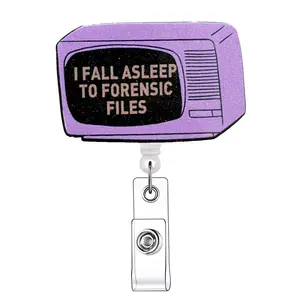 Television Pattern Retractable Badge Reel, 1 Count Acrylic ID Holder with Clip, Identification Badges & Supplies for Nurse Doctor Student Office Staff