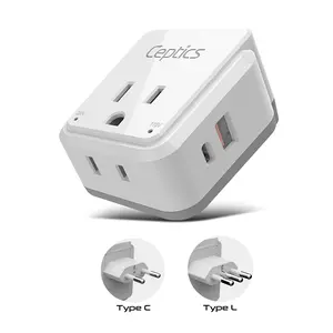 Italy, Chile Travel Adapter Set | Type C, L - USB & USB-C Ports + 2 US Outlets (PAK-IT)