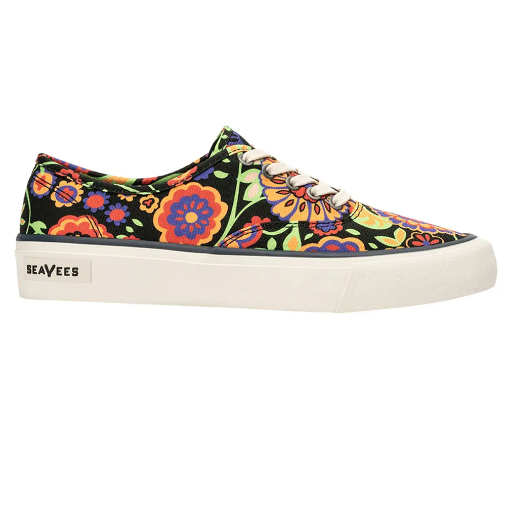 SeaVees Womens Legend Liberty Floral Lace Up Sneakers Shoes Casual - Black