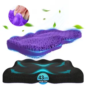【Summervibes】Extra-Thick Purple Gel Seat Cushion with Non-Slip Cover - Honeycomb Breathable, Ergonomic Support for Office Chair, Wheelchair Use