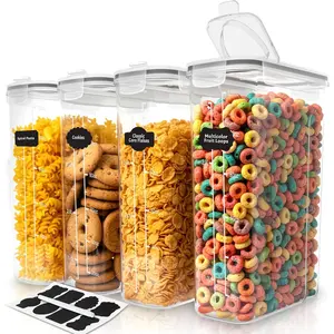 Cereal Containers Storage Set - 4 Pack 4L(135.2 oz) Airtight  Storage Containers with ,  Cereal Dispensers for Pantry Organization and Storage (Clear)