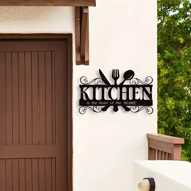 Artistic Kitchen Wall Decor, Kitchen Sign, Decorative Wall Sign, Wall Metal Plaque, Metal Signs, Metal Home Theme Hanging Ornament, Farmhouse Style Dining Room Decoration, Easy Installation, Indoor and Outdoor Use, Farmhouse Aesthetic