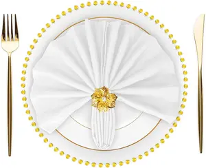 Set of 120 Cloth Napkins 17 x 17 Inch, Polyester Solid Washable Dinner Napkins with Hemmed Edges, Great for Restaurant, Wedding and Party (White)