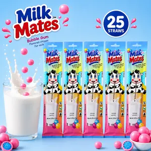 Bubblegum Milk Flavor Straws – 25 Straws Total (5 Packs, 5 Straws Each), Milk Enhancer Straws for Kids & Adults, No Powder, No Mess, Perfect for 7 oz Glass of Milk, Fun & Easy Way to Enjoy Milk