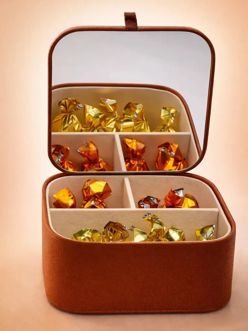 Cacau Show Jewelry Box with Dulce de Leche & Hazelnut Chocolates 162g – Porta Joias com Bombons de Doce de Leite e Avelã