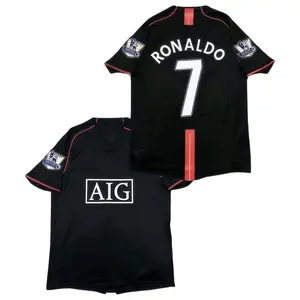 2007 2008 Away Retro Black No.7 Short Sleeved Soccer Jersey