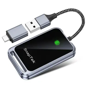 Snap Tek 2026new CarPlay wired to wireless adapter, compatible with iPhone/Android phones, instant connection, zero latency, high-quality aluminum alloy construction, video playback, hands-free calling.