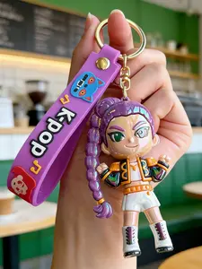 Electroplated Kpop Girl Group Keychain Cartoon Boy Group Silicone Bag Charm Anime Key Chain Gift, Sporty Style, All Seasons