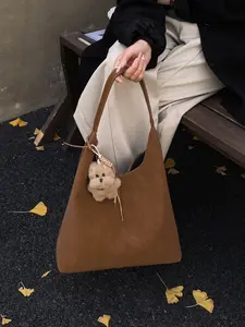 1pc  Women's Shoulder Bag Solid Color Pure Color Handbag Comes with Pendant Fashionable, Office Shoulder Bag, Versatile, Simple and Trendy Suitable for White Collars Working, Commuting, Going Shopping, Dating Women's Shoulder