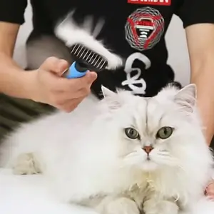 Pet detangling comb - suitable for dogs and cats, double-sided stainless steel teeth that won't hurt skin, used for combing, loosening, brushing, thinning, and removing tangles and knots in pet hair. Cat cleaning and massage brush, Grooming Comb