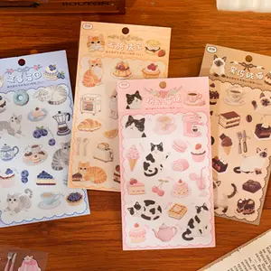 Cute Cat Pet Stickers Set, 2 Sheets X 4 Designs, Adorable Phone, Water Bottle, Notebook Decals, Long-Lasting Fun for Daily Life